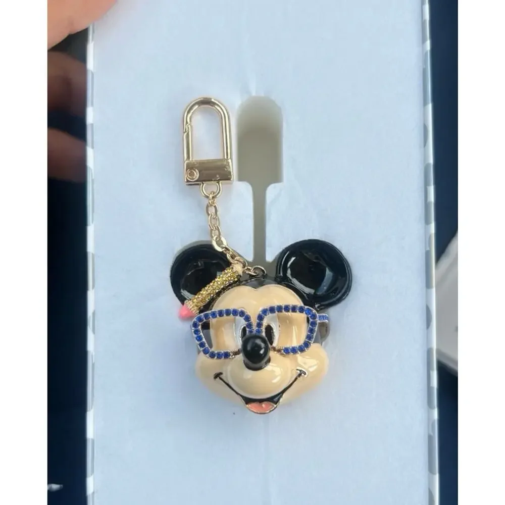 Disney BaubleBar Mickey Mouse Keychain Charm w/ Blue Jeweled Glasses NIB